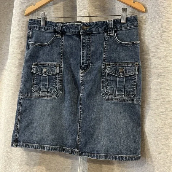 Vintage Y2K Old Navy Blue Jeans Denim‎ Stretch Skirt Boho Hippie 12 - Picture 2 of 4
